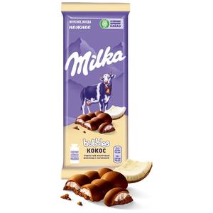 Шоколад МИЛКА БУББЛЕС 92г Пористый молочный с кокосом