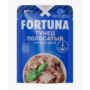 Конс Тунец ФОРТУНА рублен в с/с 100г пауч