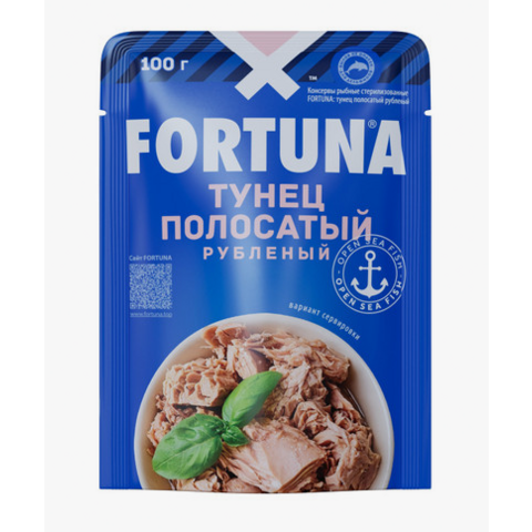 Конс Тунец ФОРТУНА рублен в с/с 100г пауч