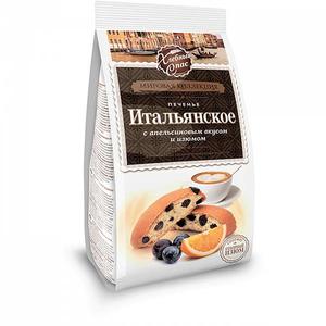 Печенье ХЛЕБНЫЙ СПАС Итальянское с апельсиновым вкусом и изюмом 230г