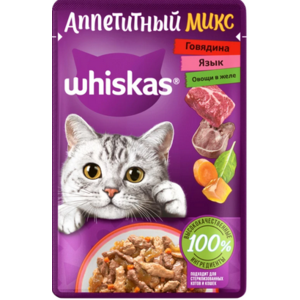 Корм ВИСКАС 75г желе  говядина/язык