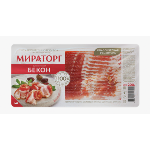 Бекон МИРАТОРГ с/к в нарезке 200г
