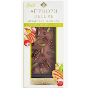 Шоколад АПРИОРИ 85г Молочный фисташка-пекан-брусника