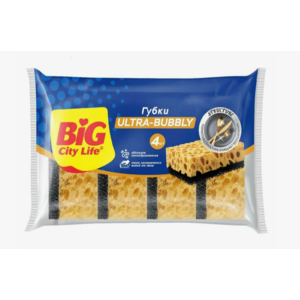 Губка BIG City кухонные крупнопористые ultra 4шт