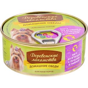 Консерва ДЕРЕВЕНСКИЕ ЛАКОМСТВА д/собак 100г рагу из ягненка с печенью и тыквой