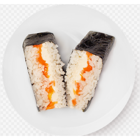 ОНИГИРИ С СЕМГОЙ И СЫРНЫМ МУССОМ 1шт