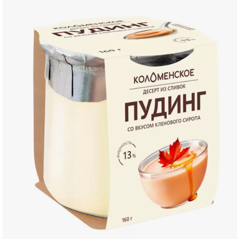 Десерт из сливок КОЛОМЕНСКИЙ 13% 160г Пудинг кленовый сироп ст/б