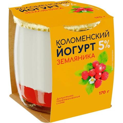 Йогурт КОЛОМЕНСКИЙ 5,0% 170г Земляника ст/б