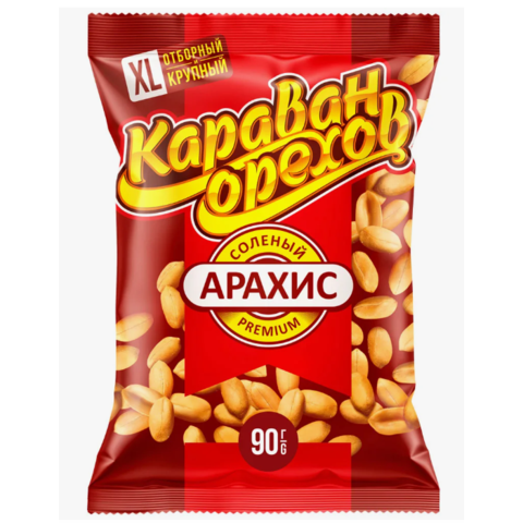 Арахис КАРАВАН ОРЕХОВ соленый 90г стандарт