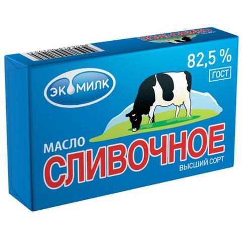 Масло слив ЭКОМИЛК ГОСТ сливочное 82,5% 180г