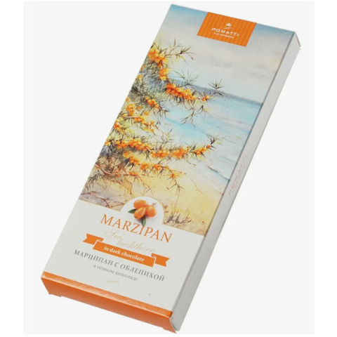 Конфеты POMATTI Марципан с облепихой в темном шоколаде 85г