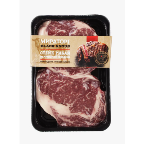 Говядина МИРАТОРГ Травяной откорм Стейк Рибай 500г охл
