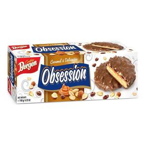 Печенье BERGEN Obsession карамель орехи в молоч шок 128г