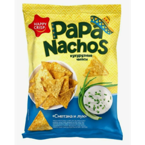 Чипсы ПАПА НАЧОС кукурузные сметана-лук 150г