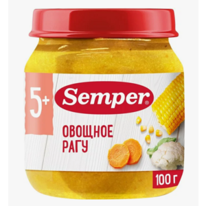 Пюре СЕМПЕР овощное рагу 5+ 80г ст/б