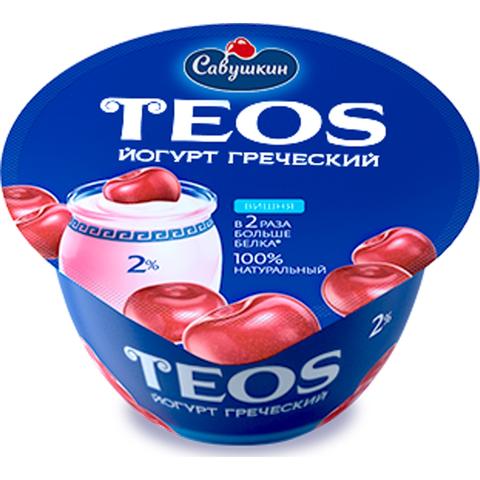 Йогурт ТЕОС Греческий 2% 140г Вишня