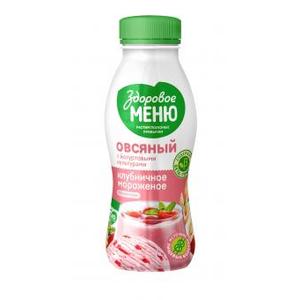 Продукт овсяный ЗДОРОВОЕ МЕНЮ с йогурт культурами 250мл Клубничное мороженое