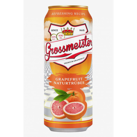 Напиток пивной ГРОССМЕЙСТЕР Натюртрубз грейпфрут н/ф 2% 0,5л ж/б