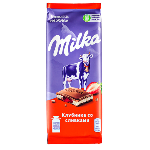 Шоколад МИЛКА 80г Клубника со сливками