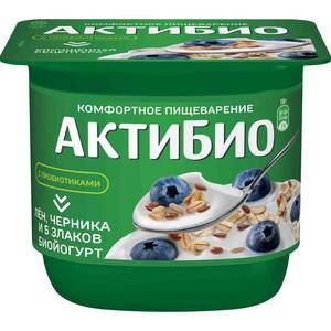 Биойогурт АКТИБИО 3,0% 130г Лен-черника-5злаков