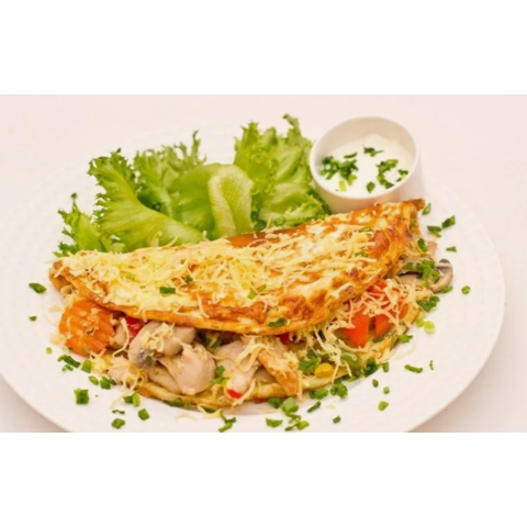 ОМЛЕТ ИЗ 2-Х ЯИЦ С КОПЧ КУРИЦЕЙ 180 гр 