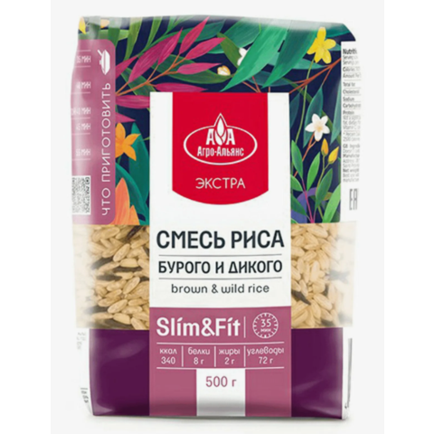 Крупа АГРО-АЛЬЯНС смесь риса бурого и дикого 500г