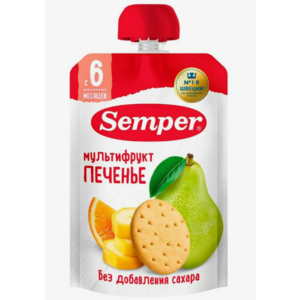 Пюре СЕМПЕР фруктовое мультифрукт 100г