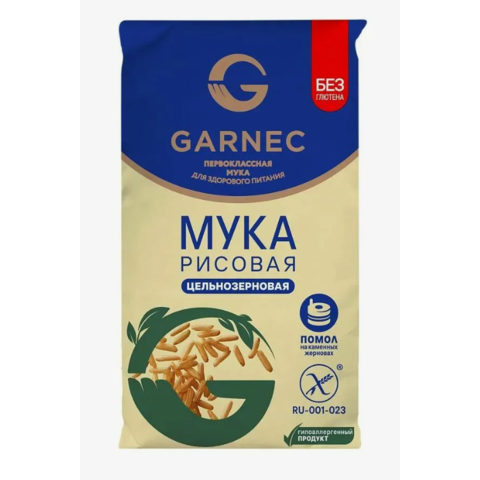 Мука ГАРНЕЦ Рисовая цельнозерновая б/глютена 500г