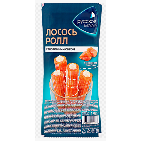 Краб ролл РУССКОЕ МОРЕ с творожным сыром 180гр