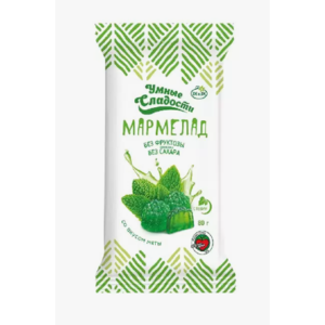 Мармелад УМНЫЕ СЛАДОСТИ мята 80г без фруктозы/сахара