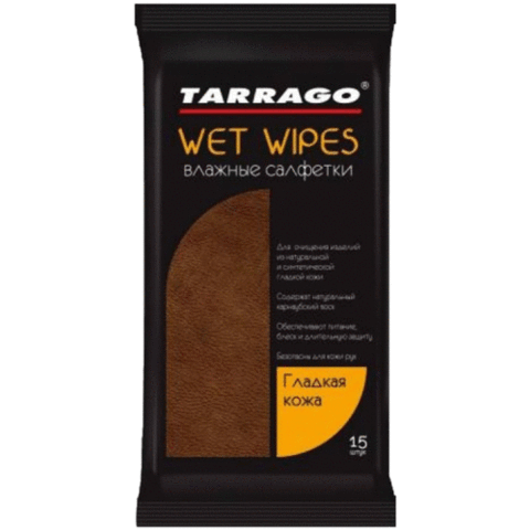 Салфетки влажные TARRAGO для обуви 15шт Гладкая кожа
