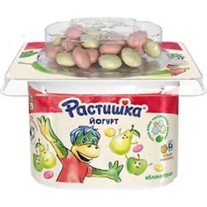 Йогурт РАСТИШКА Груша-яблоко 3% 118г с печеньем в шоколаде