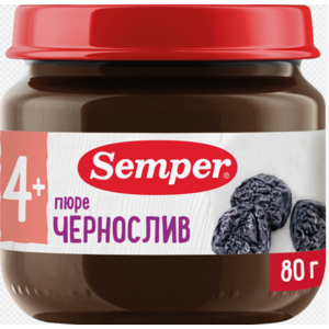 Пюре СЕМПЕР чернослив 4+ 80г ст/б