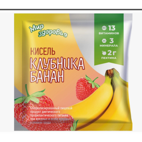 Кисель МИР ЗДОРОВЬЯ клубника-банан 20гр