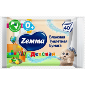 Бумага туал ЗЕММА 40шт Влажная кидс