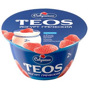 Йогурт ТЕОС Греческий 2% 140г клубника