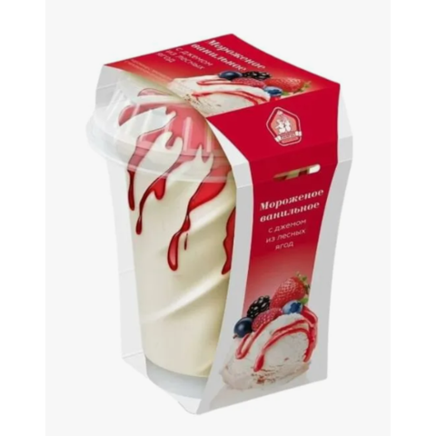 Мороженое РОСФРОСТ 175г ванильное с топпингом лесные ягоды 