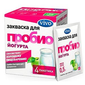 Закваска бактериальная VIVO Прибио йогурт  4шт по 0,5г
