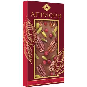 Шоколад АПРИОРИ 100г молочный фисташка/пекан/брусника