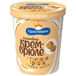 Мороженое ГРОСПИРОН Пломбир крем-брюле 410г Грецкий орех в соленой карамели 