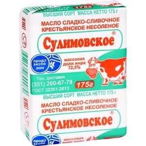 Масло слив СУЛИМОВСКОЕ Крестьян. фол. 72,5% 175г