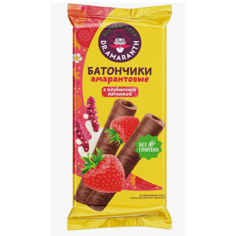 Батончики ДР,АМАРАНТ из муки амаранта 19г клубнич нач с какао в глаз без глютена