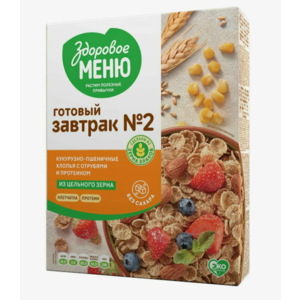 Завтрак ЗДОРОВОЕ МЕНЮ №2 кукурузно-пшеничные с отрубями и протеином 200г