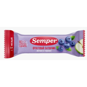 Батончик СЕМПЕР фруктовый яблоко-черника 12+ 15г б/с