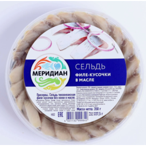 Сельдь МЕРИДИАН 350г филе-кусочки в масле