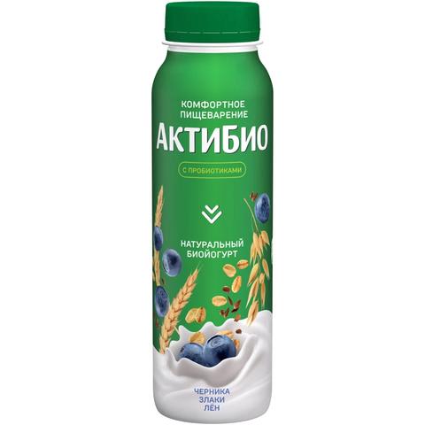 Биойогурт пит АКТИБИО 1,6% 260г Черника-Злаки-Лен