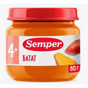 Пюре СЕМПЕР батат 4+ 80г ст/б
