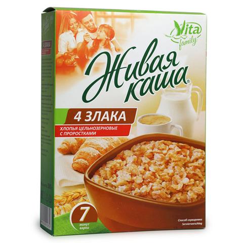 Хлопья ЖИВАЯ КАША Цельнозерновые с проростками 300г 4 Злака