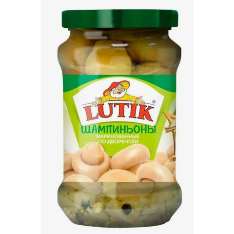 Грибы ЛЮТИК 280г шампиньоны маринованные по-дворянски