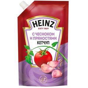 Кетчуп ХАЙНЦ 320г С чесноком и пряностями д/пак